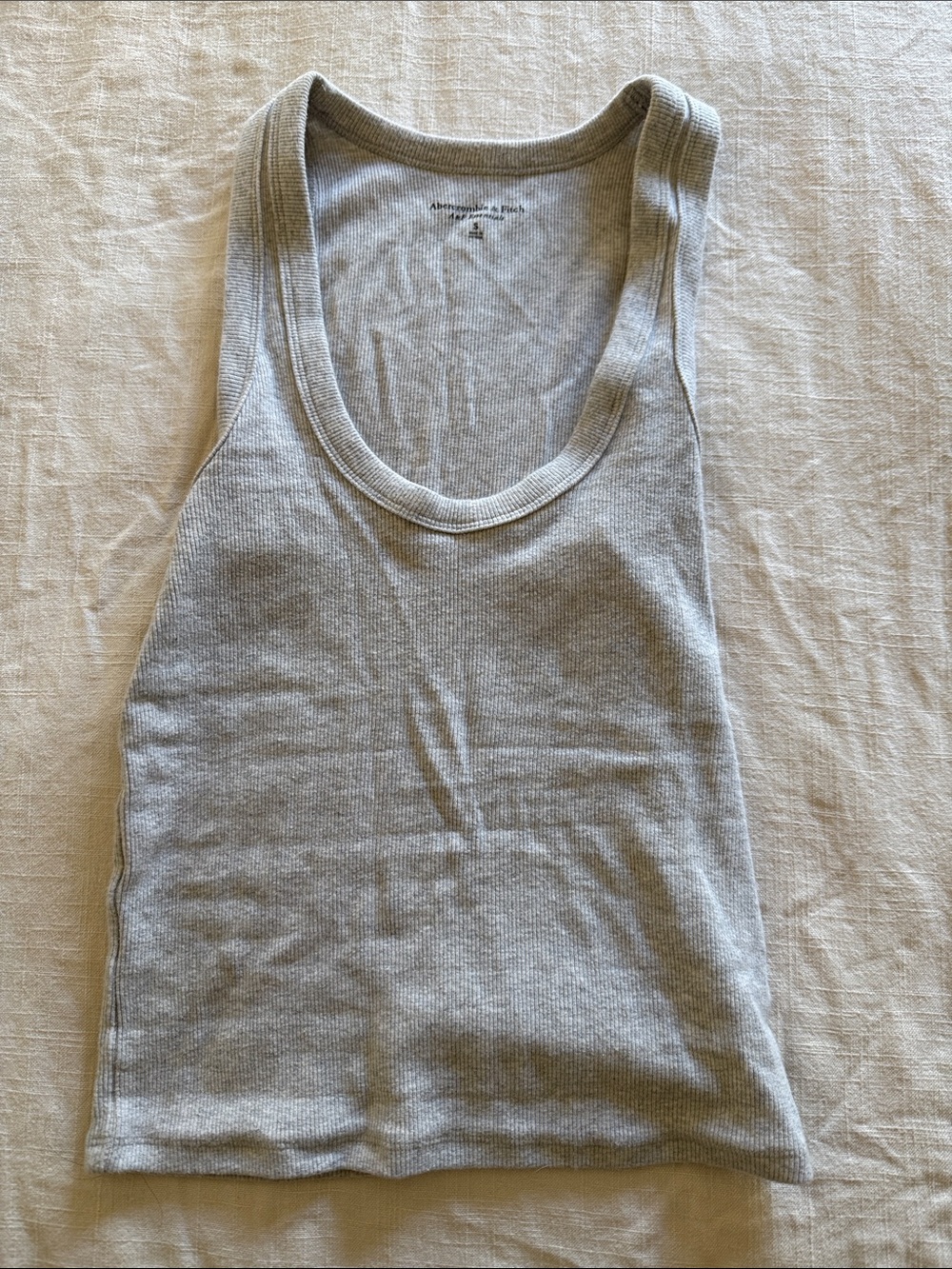 Abercrombie & Fitch Light Gray Ribbed Scoop Tank